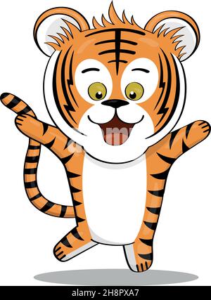 Cartoon Vektorzeichnung eines Tigers. Aufkleber Stock Vektor