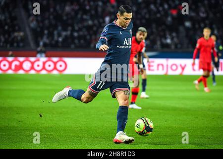 Paris, Frankreich, Frankreich. 1st Dez 2021. Angel DI MARIA von PSG während des Ligue 1-Spiels zwischen Paris Saint-Germain (PSG) und OGC Nice im Stadion Parc des Princes am 01. Dezember 2021 in Paris, Frankreich. (Bild: © Matthieu Mirville/ZUMA Press Wire) Stockfoto