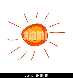 Vektor, Kreativität von Kindern. Niedliche Ikone im Handzeichnen-Stil. So. Doodle-Zeichnung Stock Vektor