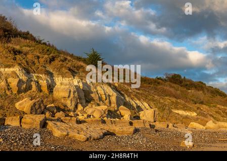 Küstenerosion auf der Insel wight Shoreline, vom Meer zerfallende Klippen auf der Insel wight Coast, Küstenverfallsinselung von wight uk Stockfoto