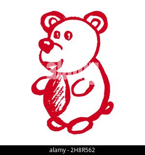 Symbol im Handzeichnen-Stil. Bär. Zeichnen mit Wachsmalstiften, Kreativität der Kinder. Vektorgrafik. Zeichen, Symbol Stock Vektor