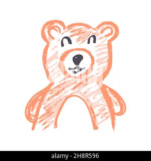 Symbol im Handzeichnen-Stil. Bär. Zeichnen mit Wachsmalstiften, Kreativität der Kinder. Vektor Stock Vektor