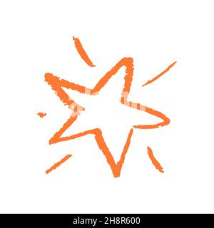 Symbol im Handzeichnen-Stil. Stern. Zeichnen mit Wachsmalstiften, Kreativität der Kinder. Vektorgrafik. Schild, Symbol, Stift Stock Vektor