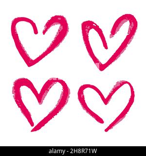 Symbol im Handzeichnen-Stil. Herzenseinstellung. Zeichnen mit Wachsmalstiften, farbiger Kreide, Kinderkreativität. Vektorgrafik. Zeichen, Symbol Stock Vektor