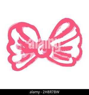 Schleife. Symbol im Handzeichnen-Stil. Zeichnen mit Wachsmalstiften, farbiger Kreide, Kinderkreativität. Vektorgrafik. Schild, Symbol, Stift, Aufkleber Stock Vektor