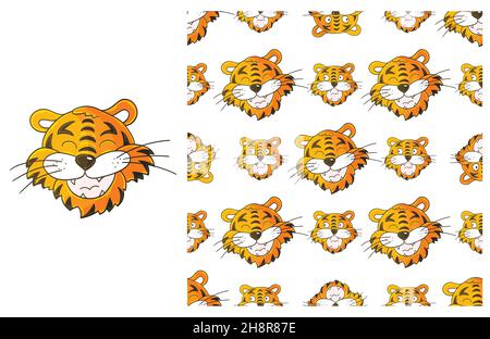 Niedliches Set aus Element und nahtlosem Muster. Ideal für Kinderkleidung Stock Vektor