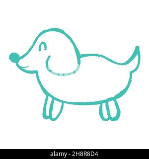 Hund. Symbol im Handzeichnen-Stil. Zeichnen mit Wachsmalstiften, farbiger Kreide, Kinderkreativität. Vektor Stock Vektor