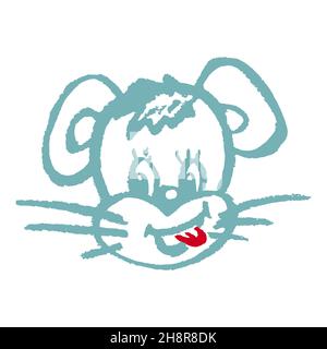 Hund. Symbol im Handzeichnen-Stil. Zeichnen mit Wachsmalstiften, farbiger Kreide, Kinderkreativität. Vektorgrafik. Schild, Symbol, Stift Stock Vektor