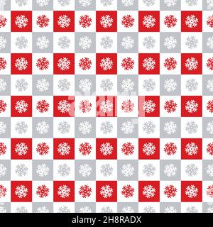 Nahtlose Weihnachten Schneeflocke kariert Muster Hintergrund Stock Vektor