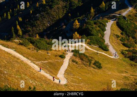 Blick auf Berchtesgaden und Täler von der Jenner Alm auf dem Jenner Berg auf ca. 1800m m ü.d.M. in den bayerischen Alpen, Oberbayern, Süddeutschland Stockfoto