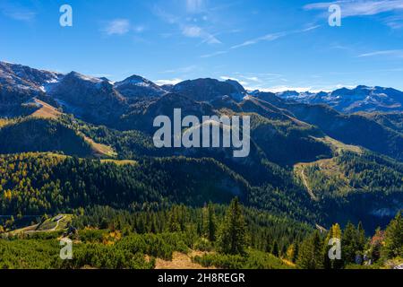 Blick auf und vom Jenner Hochplateau ca. 1800m m ü.d.M., Bayerische Alpen, Oberbayern, Süddeutschland Stockfoto