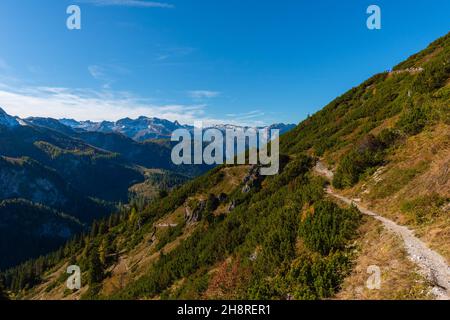 Blick auf und vom Jenner Hochplateau ca. 1800m m ü.d.M., Bayerische Alpen, Oberbayern, Süddeutschland Stockfoto