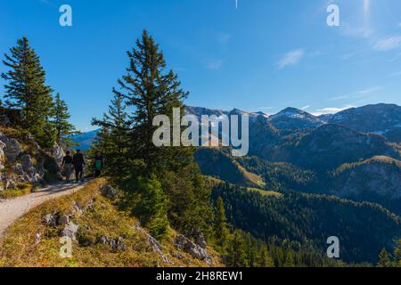 Blick auf und vom Jenner Hochplateau ca. 1800m m ü.d.M., Bayerische Alpen, Oberbayern, Süddeutschland Stockfoto