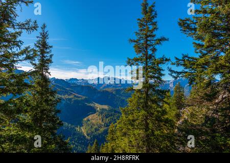 Blick vom Jenner Hochplateau ca. 1800m m ü.d.M., Berchtesgaden, Bayerische Alpen, Oberbayern, Süddeutschland Stockfoto