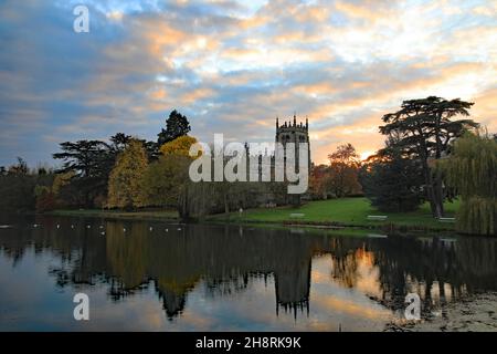 Sonnenuntergang In Staunton Harold Church, North West Leicestershire Stockfoto