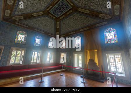 Innenraum des Beschneidungsraumes im Topkapi-Palast, Istanbul, Türkei Stockfoto