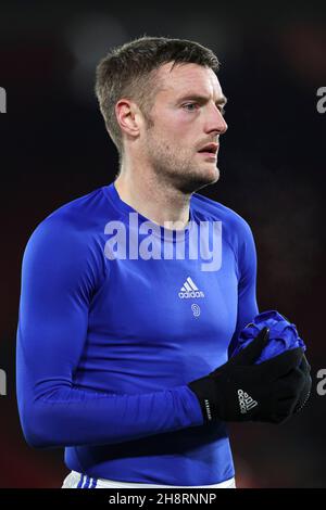 Southampton, England, 1st. Dezember 2021. Jamie Vardy von Leicester City nach dem Premier League-Spiel im St. Mary's Stadium, Southampton. Bildnachweis sollte lauten: Kieran Cleeves / Sportimage Kredit: Sportimage/Alamy Live News Stockfoto