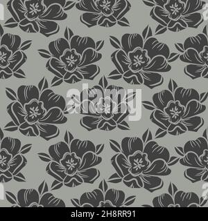 Blumen-Silhouetten für auffällige Tapeten-Design-Druck oder Wickelpapier. Stock Vektor