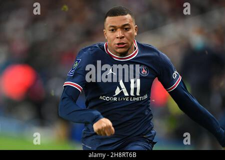 Paris, Frankreich. 01st Dez 2021. Kylian Mbappe auf dem Feld beim PSG vs OGC Nice im Princes Park in Paris, Frankreich, am 1. Dezember 2021. (Foto: Lionel Urman/Sipa USA) Quelle: SIPA USA/Alamy Live News Stockfoto