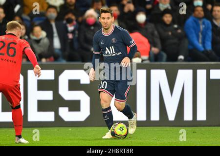 Paris, Frankreich. 01st Dez 2021. Lionel Messi am 1. Dezember 2021 beim PSG gegen OGC Nice im Princes Park in Paris, Frankreich. (Foto: Lionel Urman/Sipa USA) Quelle: SIPA USA/Alamy Live News Stockfoto