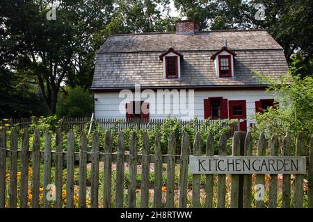 Historisches Begegnungshaus Nacht vor der Schlacht von Trenton, US-Revolutionskrieg. Ort der Überquerung des Delaware River durch Washington. Stockfoto