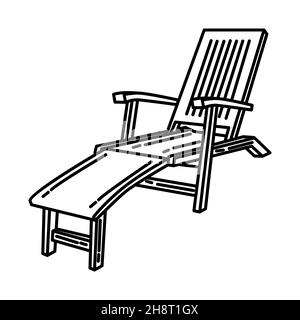 Liegestühle Teil der Möbel und Home Decoration handgezeichnete Icon Set Vektor. Stock Vektor