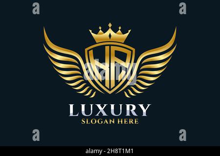 Luxus Royal Flügel Buchstabe KP Wappen Gold Farbe Logo Vektor, Victory Logo, Wappen Logo, Flügel Logo, Vektor-Logo . Stock Vektor