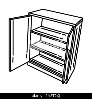 Schrank Teil von Möbeln und Heimausrüstung Handgezeichnete Icon Set Vektor. Stock Vektor