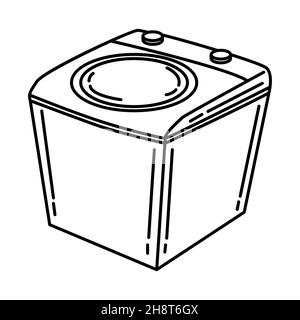 Tragbare Waschmaschine Teil von Möbeln und Home Tools Design handgezeichnete Icon Set Vektor. Stock Vektor