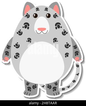 Mollige Katze Tier Cartoon Aufkleber Illustration Stock Vektor