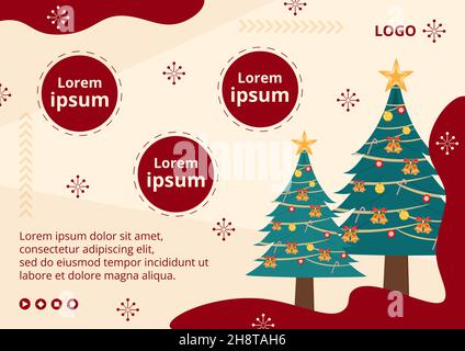 Frohe Weihnachten Broschüre Vorlage Flat Design Illustration editierbar von quadratischen Hintergrund geeignet für Social Media, Karte, Grüße und Web Stock Vektor