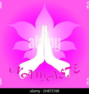 Illustration Hände gefaltet in einer namaste Grußpose auf Stockfoto