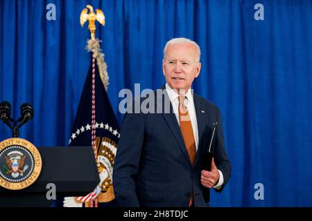 REHOBOTH, DELAWARE, USA - 04. Juni 2021 - US-Präsident Joe Biden hält am Freitag, den 4. Juni 2021, am Rehoboth Beach eine Stellungnahme zum Jobbericht für Mai ab Stockfoto