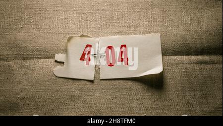 Nahaufnahme der Worte mit 404 Fehler , Web-Konzept-Idee Stockfoto