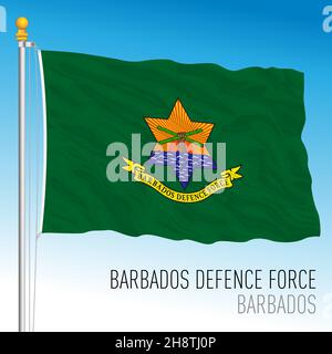 Flagge der Barbados Defence Force, Republik Barbados, Vektorgrafik Stock Vektor