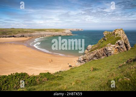 Großbritannien, Wales, Pembrokeshire, Bosherston, Broad Haven, Strand und Star Rock Stockfoto