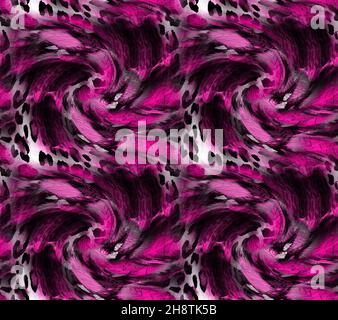 Nahtloses Leopardenfellmuster. Modischer Hintergrund im wilden Leopardendruck. Modernes Panther Tiergewebe Textil-Druck-Design.Mode-Muster und Textil Stockfoto