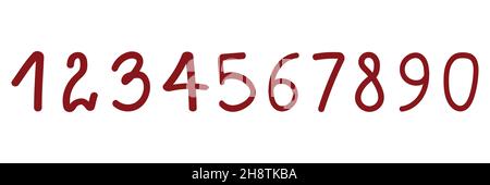 Vektordarstellung einer Sammlung von Zahlen. Zahlen. Seriennummern. Cartoon-Figuren. Sammlung von Null bis neun Stock Vektor