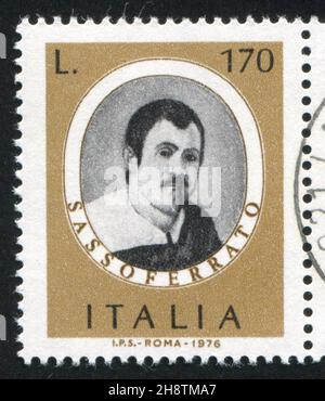 ITALIEN - UM 1976: Briefmarke gedruckt von Italien, zeigt Sassoferrato, um 1976 Stockfoto