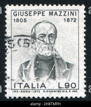 ITALIEN - UM 1972: Briefmarke gedruckt von Italien, zeigt Giuseppe Mazzini (1805-1872), Patriot und Schriftsteller, um 1972 Stockfoto