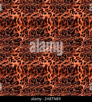 Nahtloses Leopardenfellmuster. Modischer Hintergrund im wilden Leopardendruck. Modernes Panther Tiergewebe Textil-Druck-Design.Mode-Muster und Textil Stockfoto