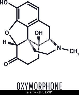 Oxymorphone Opioid Analgetikum-Molekül, Skelett chemische Formel, Vektor Stock Vektor