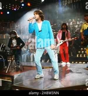 ZDF Hitparade, Musiksendung, Deutschland 1969 - 2000, Sendung vom 15. September 1982. Interpret: DDR Band Carat mit Sänger Herbert Dreilich Stockfoto