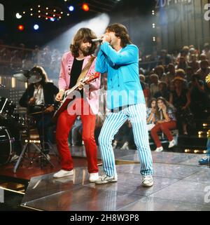 ZDF Hitparade, Musiksendung, Deutschland 1969 - 2000, Sendung vom 15. September 1982. Interpret: DDR Band Carat mit Sänger Herbert Dreilich Stockfoto