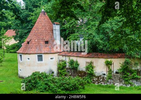 Überreste der alten Stadtbefestigung in Trebon, Tschechische Republik Stockfoto