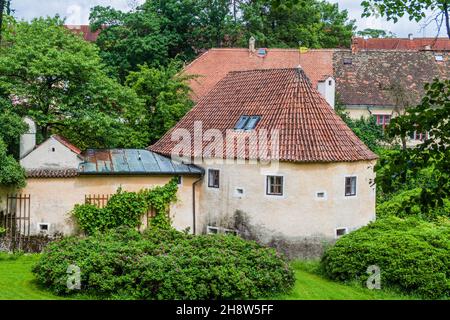 Überreste der alten Stadtbefestigung in Trebon, Tschechische Republik Stockfoto