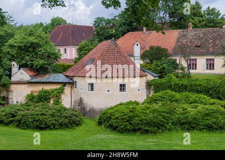 Überreste der alten Stadtbefestigung in Trebon, Tschechische Republik Stockfoto