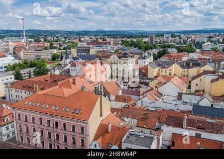 Luftaufnahme von in Ceske Budejovice, Tschechische Republik Stockfoto