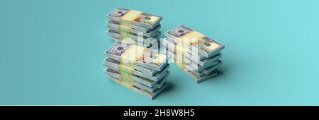 Große Geldstapel aus Dollar mit leerem Kopierraum Hintergründe. Finanzkonzept Stockfoto
