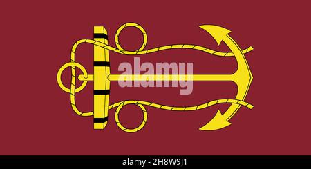 Draufsicht der Flagge des Lord High Admiral des Vereinigten Königreichs. Flagge des vereinigten Königreichs von Großbritannien, England. Kein Fahnenmast, Flugzeugdesign, Layout. Stockfoto